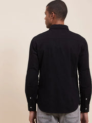 Men's Black Tencel Elbow Patch Shirt