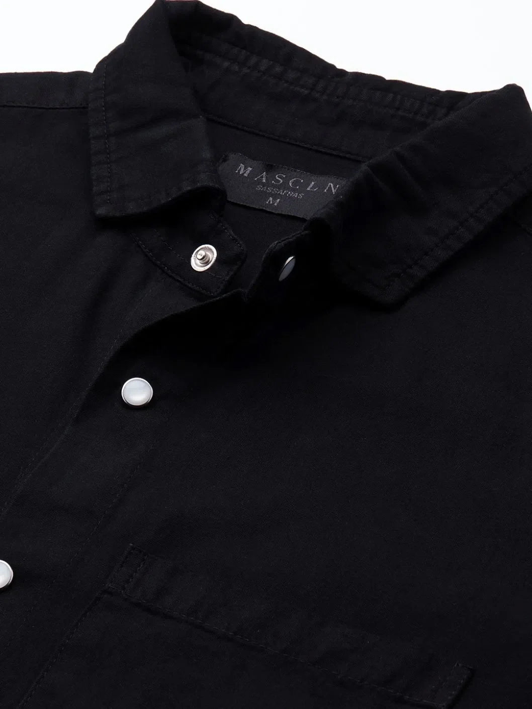 Men's Black Tencel Elbow Patch Shirt | Mens Shirt