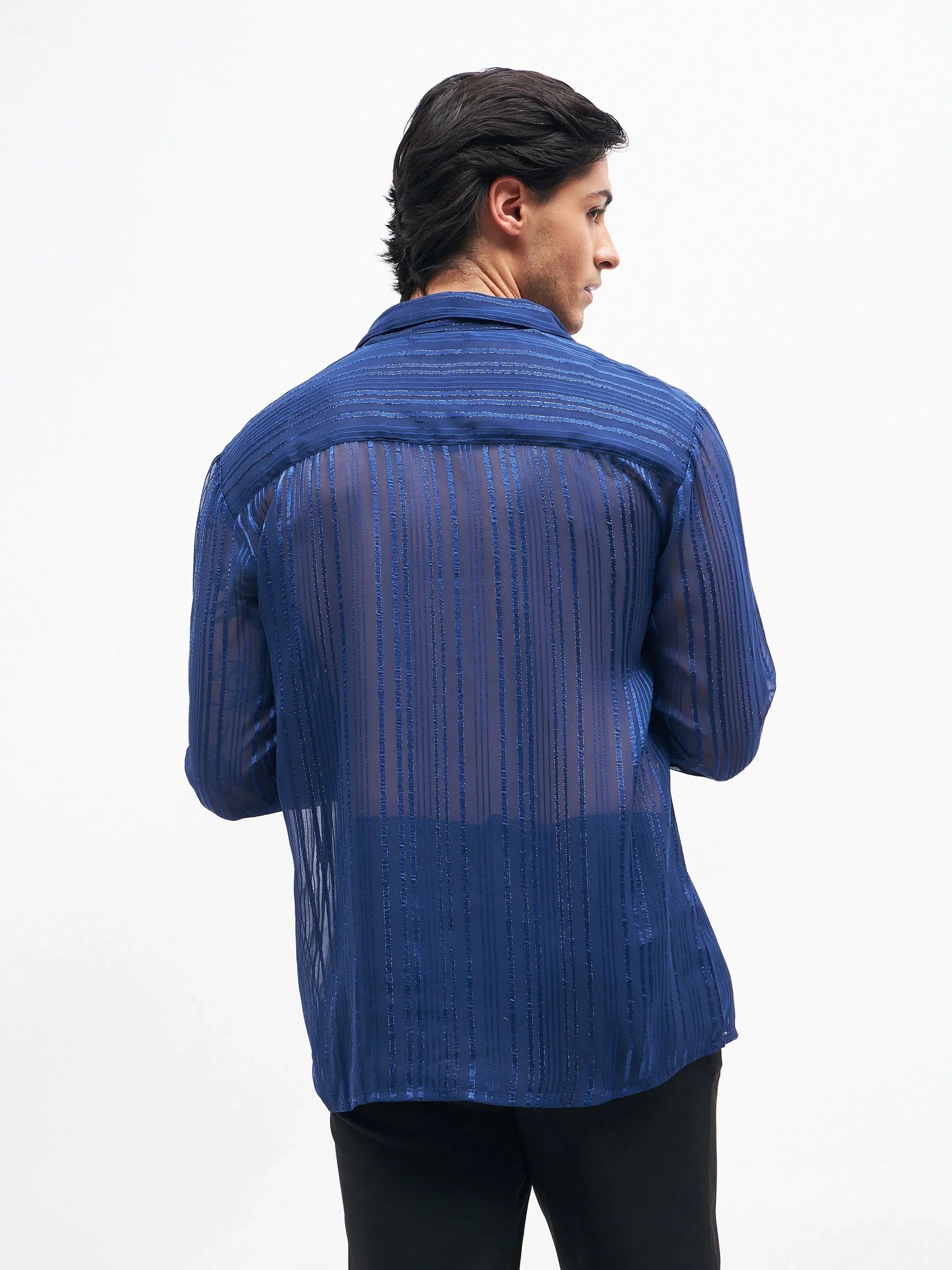 Navy Lurex Party Shirt - Unisex Shirts and Women's Blouses