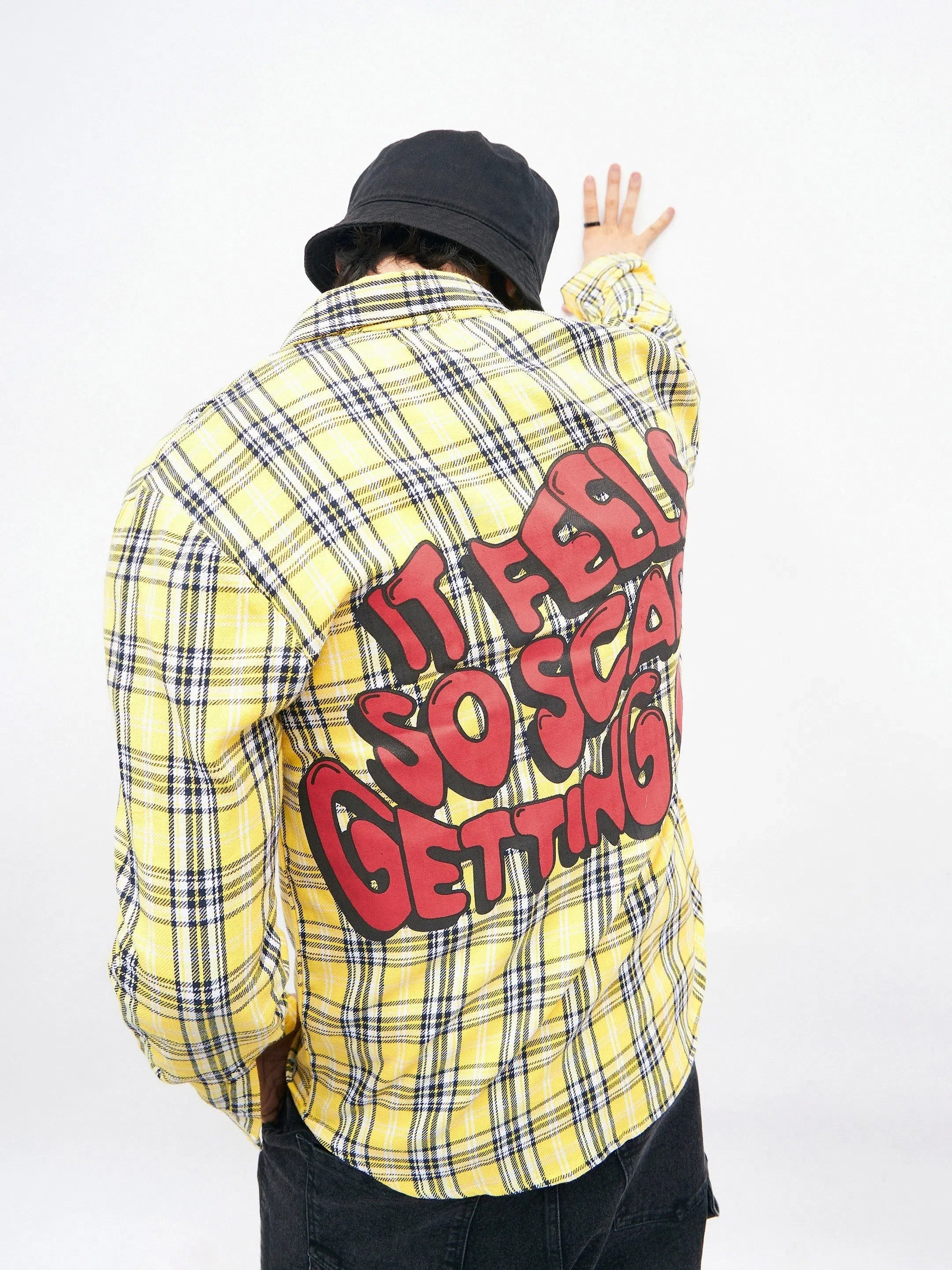 Yellow Check Oversized Shirt | Unisex Cotton Party Wear