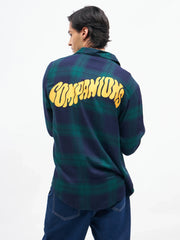 Unisex Navy Check Companions Oversized Shirt