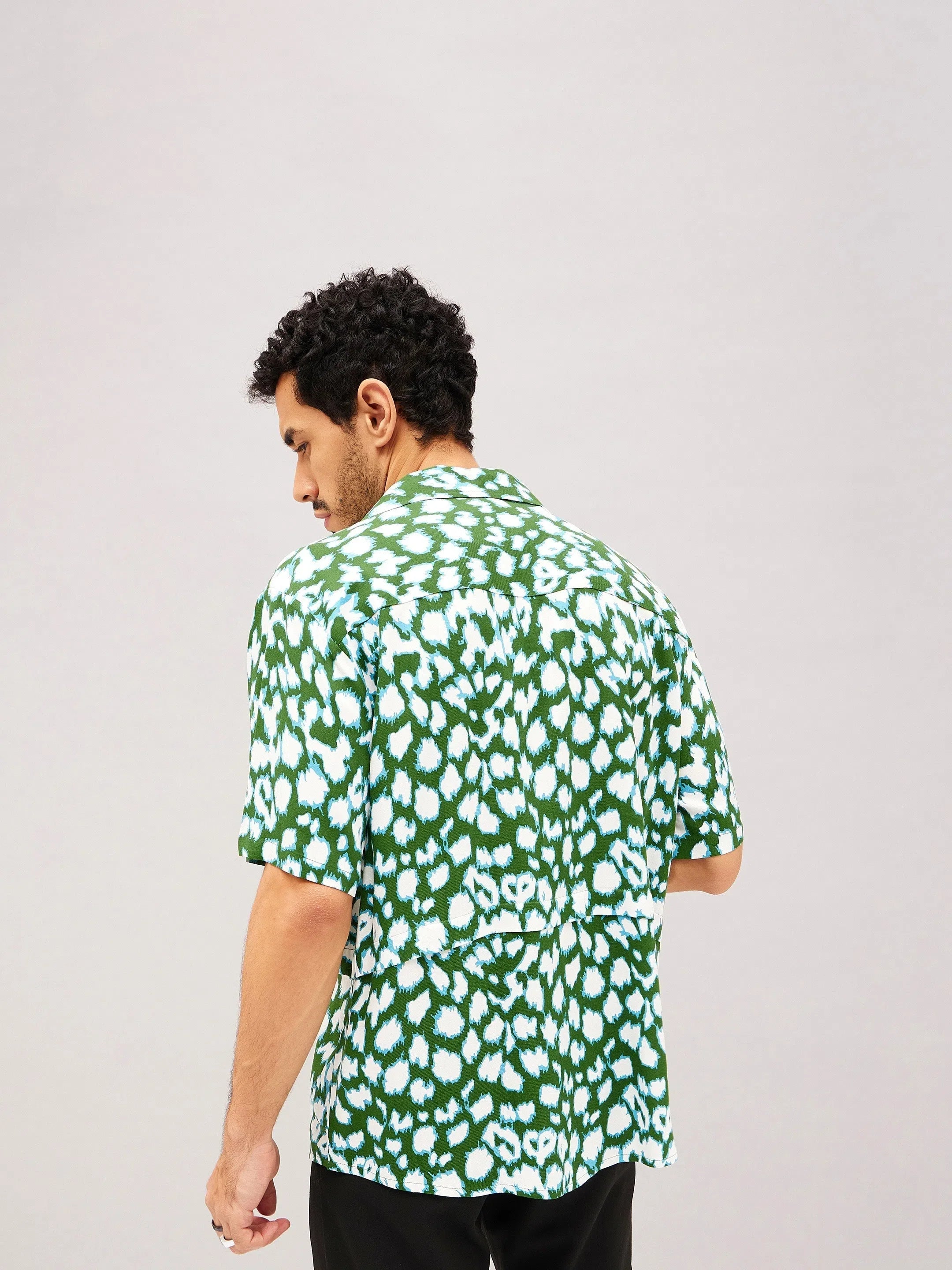 Green & White Abstract Printed Mens Shirt | Relax Fit Shirt
