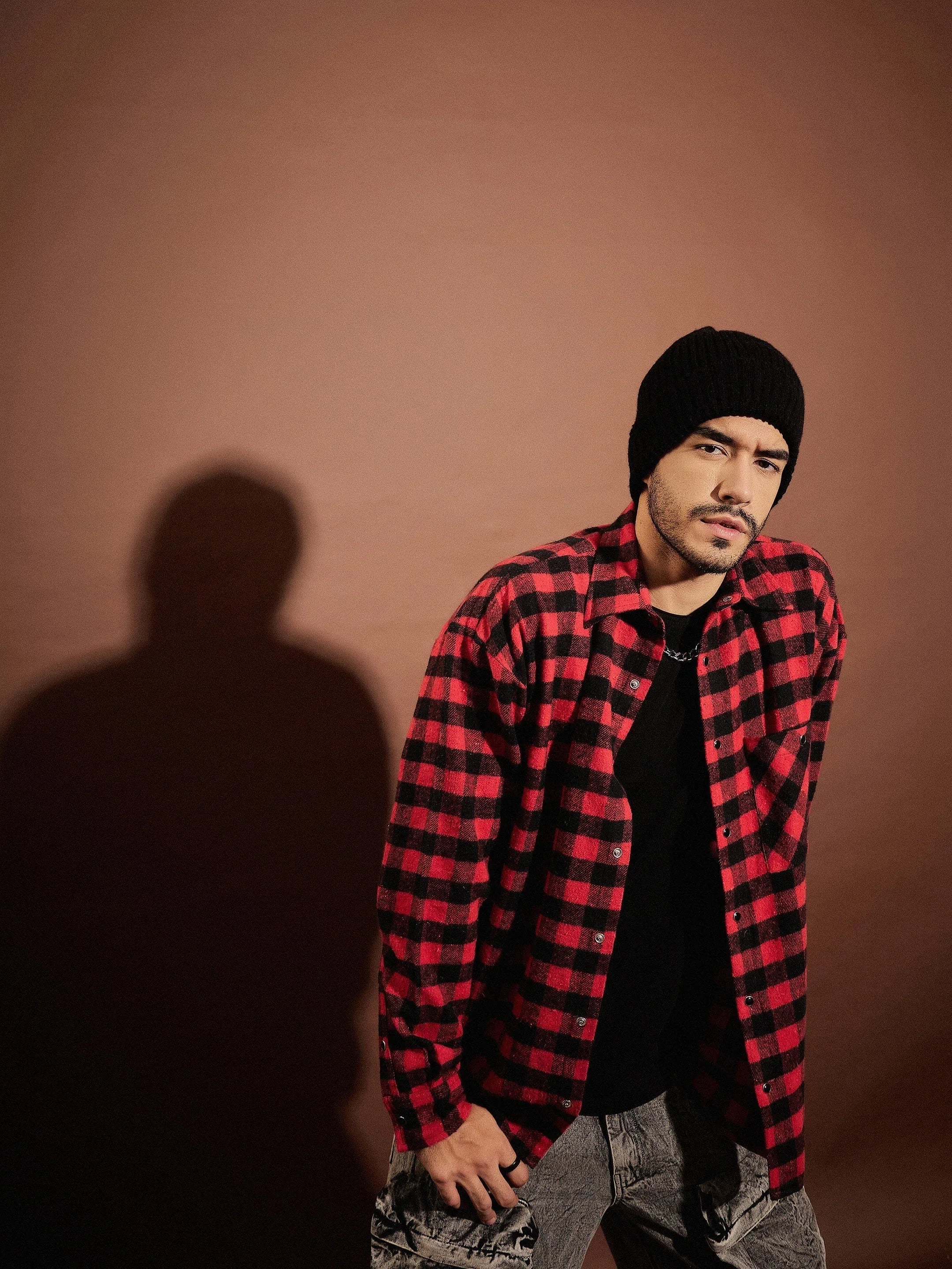 Red & Black Check Oversized Mens Shirt | Cotton Shirt