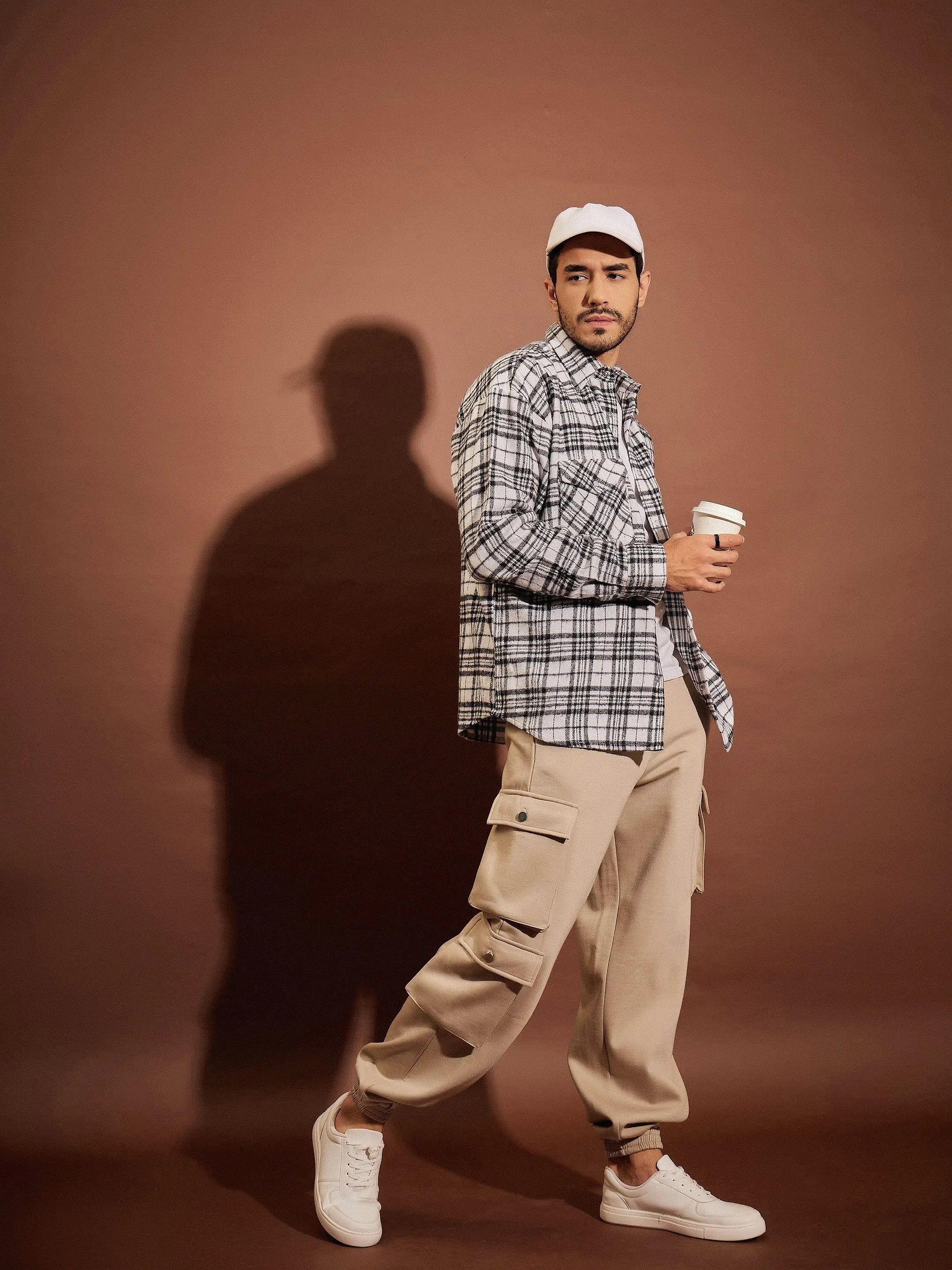 Black & White Check Oversized Cotton Mens Shirt | Casual Shirt