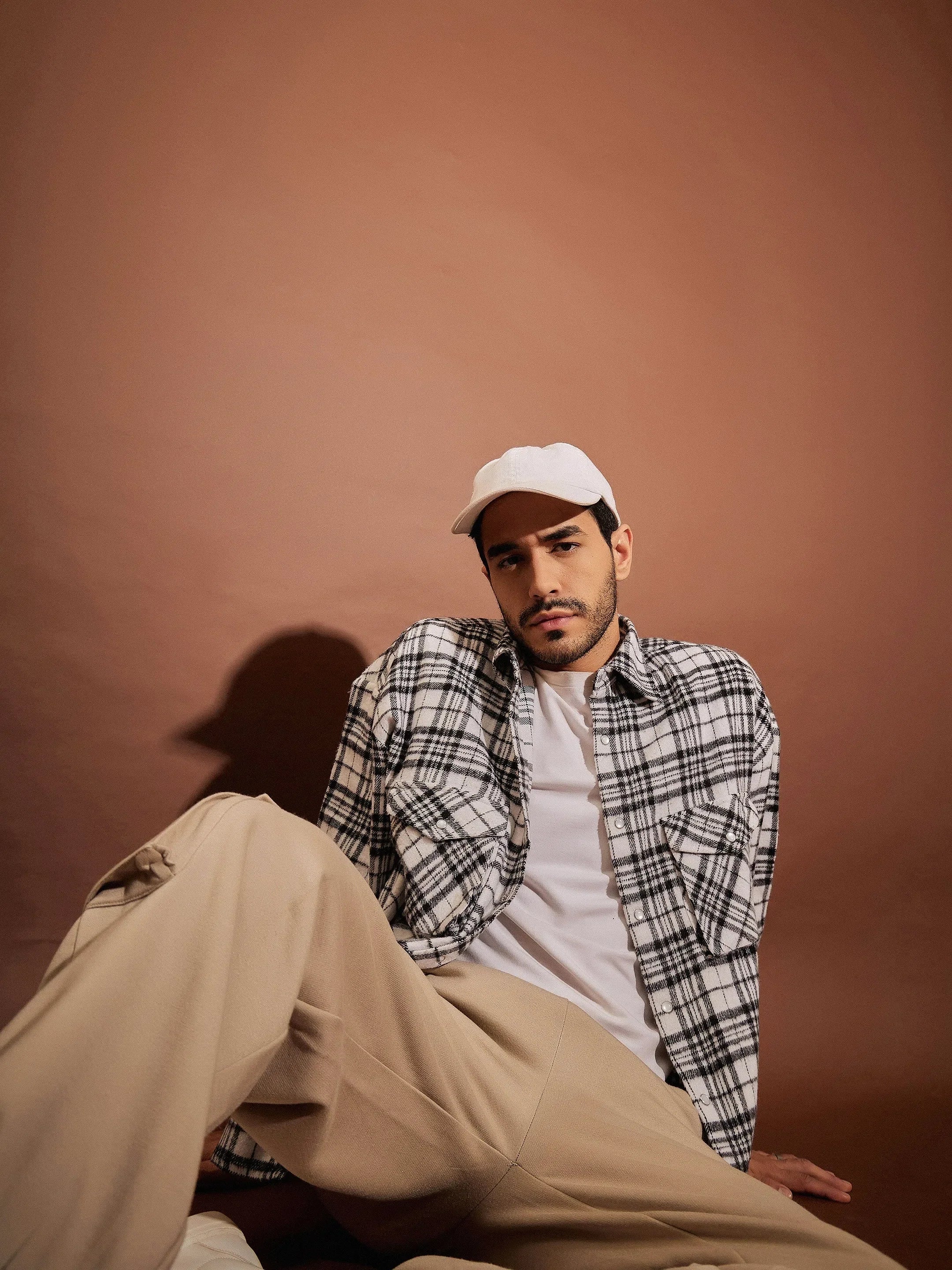 Black & White Check Oversized Cotton Mens Shirt | Casual Shirt