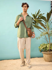 Men Olive Relax Fit Shirt