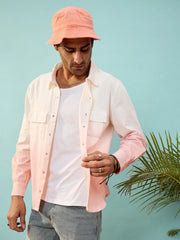 Men Mauve & White Ombre Shirt-MSSHRT20400XS