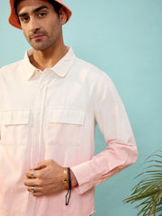 Men Mauve & White Ombre Shirt-MSSHRT20400XS