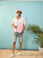 Men Mauve & White Ombre Shirt-MSSHRT20400XS