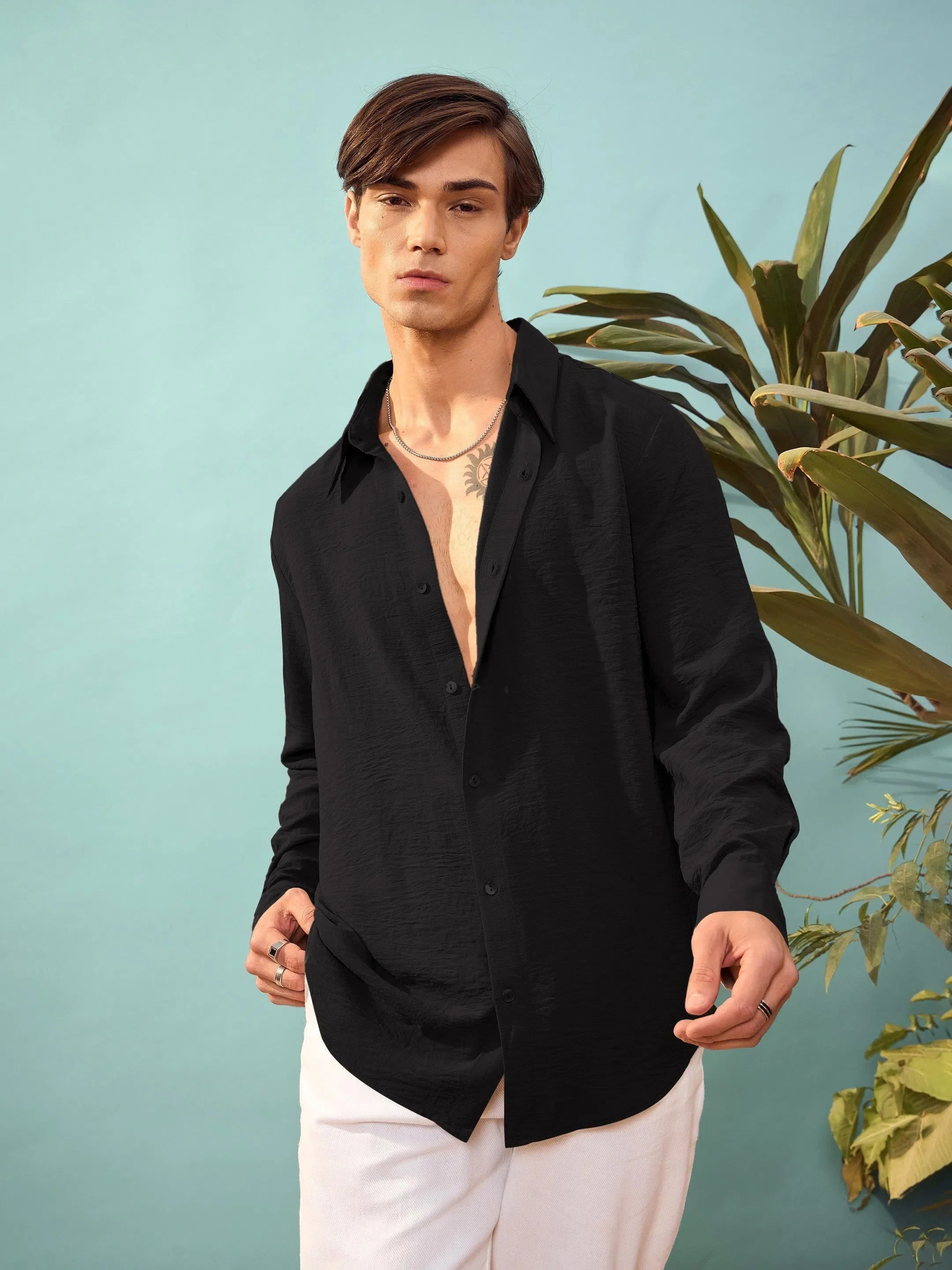 Black Relax Fit Mens Shirt - Stylish Formal Shirts Online
