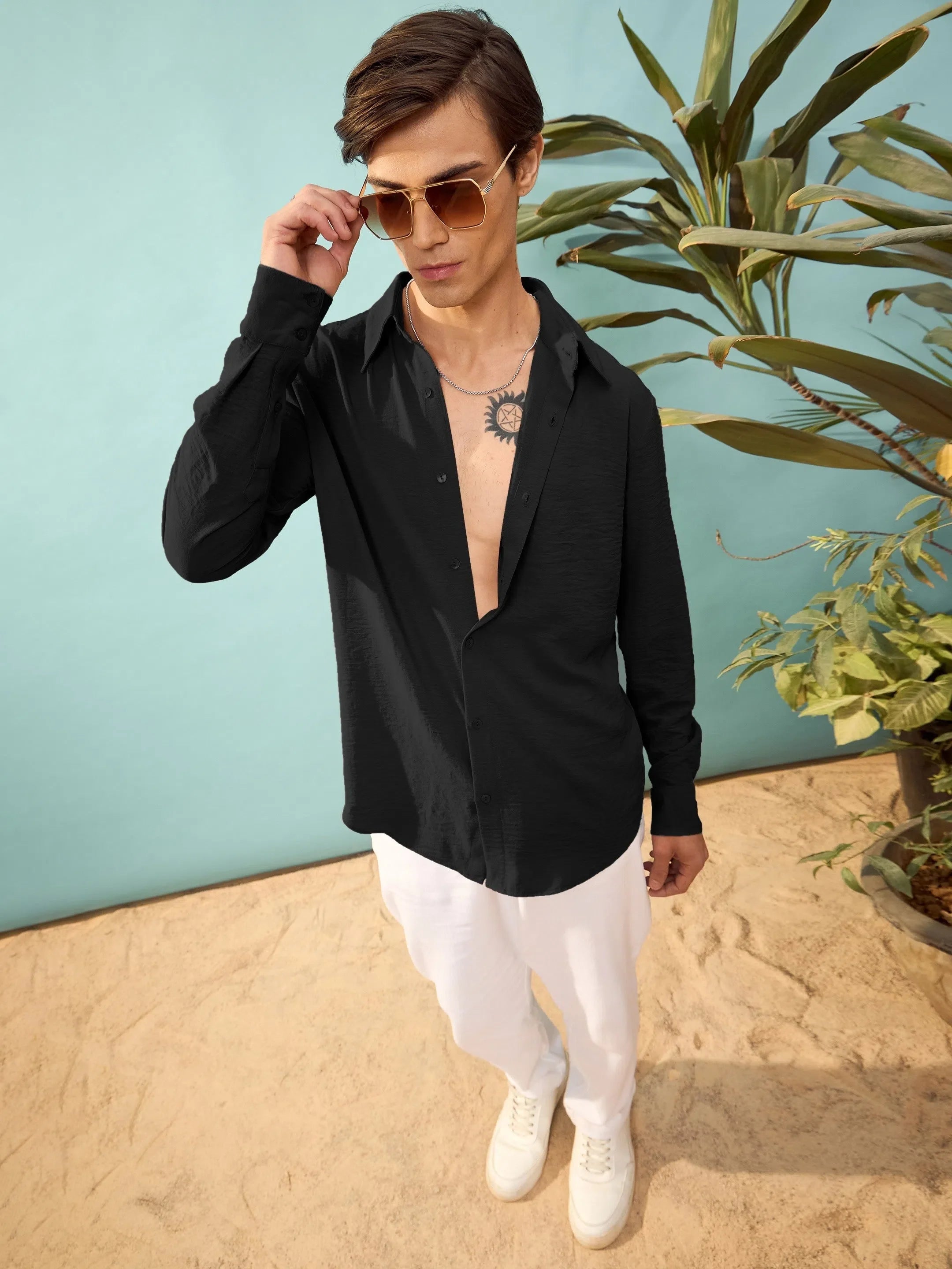 Black Relax Fit Mens Shirt - Stylish Formal Shirts Online
