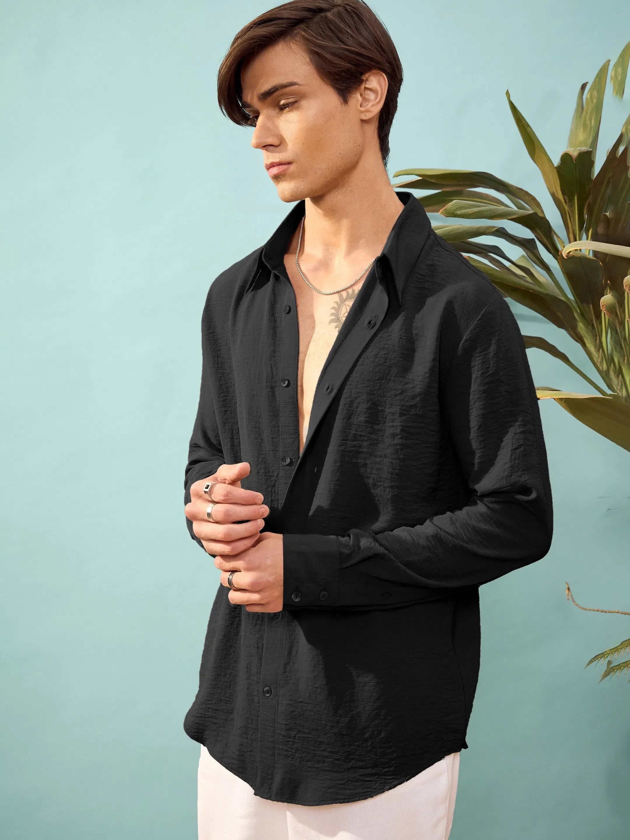 Black Relax Fit Mens Shirt - Stylish Formal Shirts Online