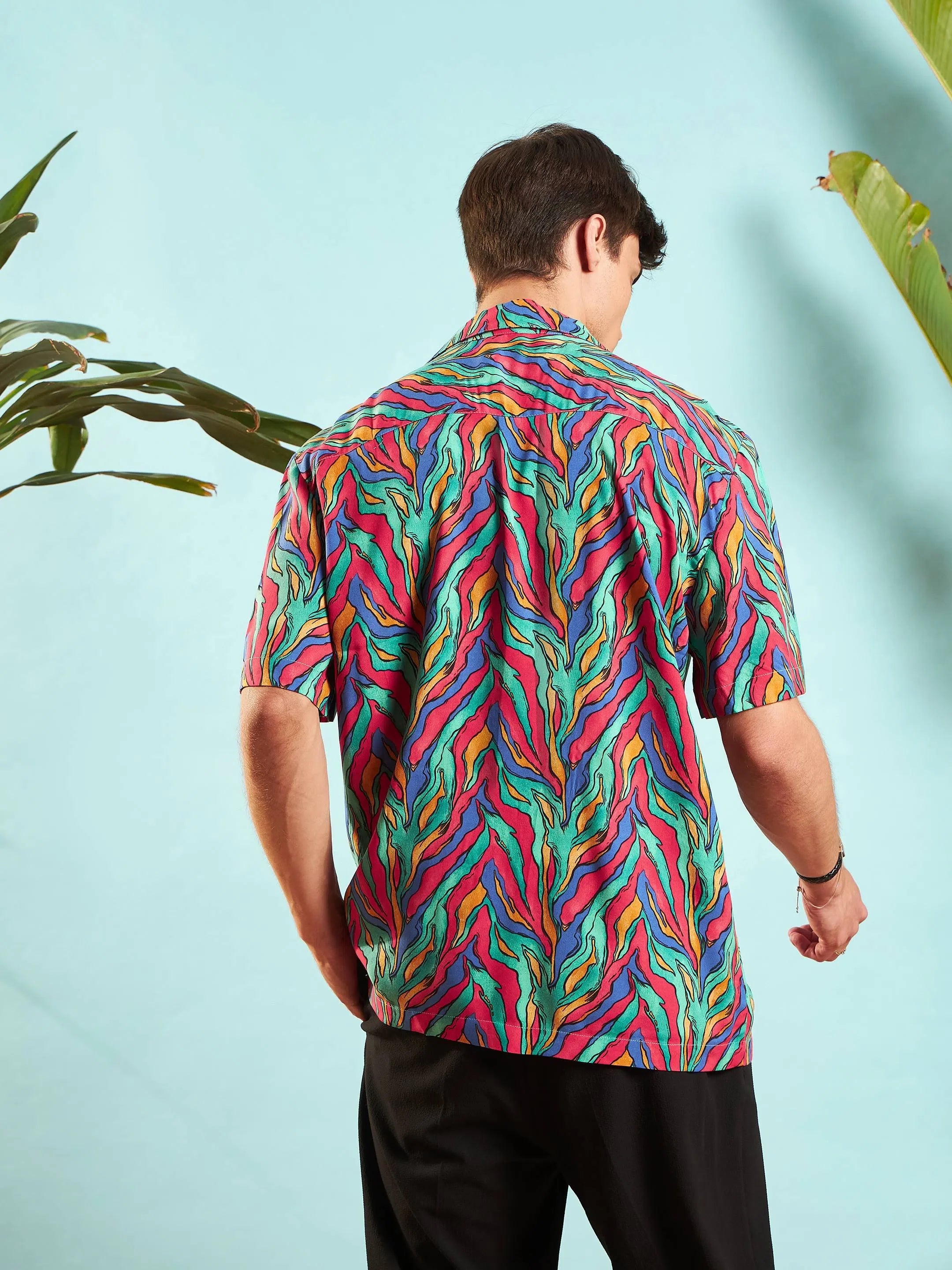 Fuchsia Print Mens Shirt - Relax Fit Cotton Shirt Style