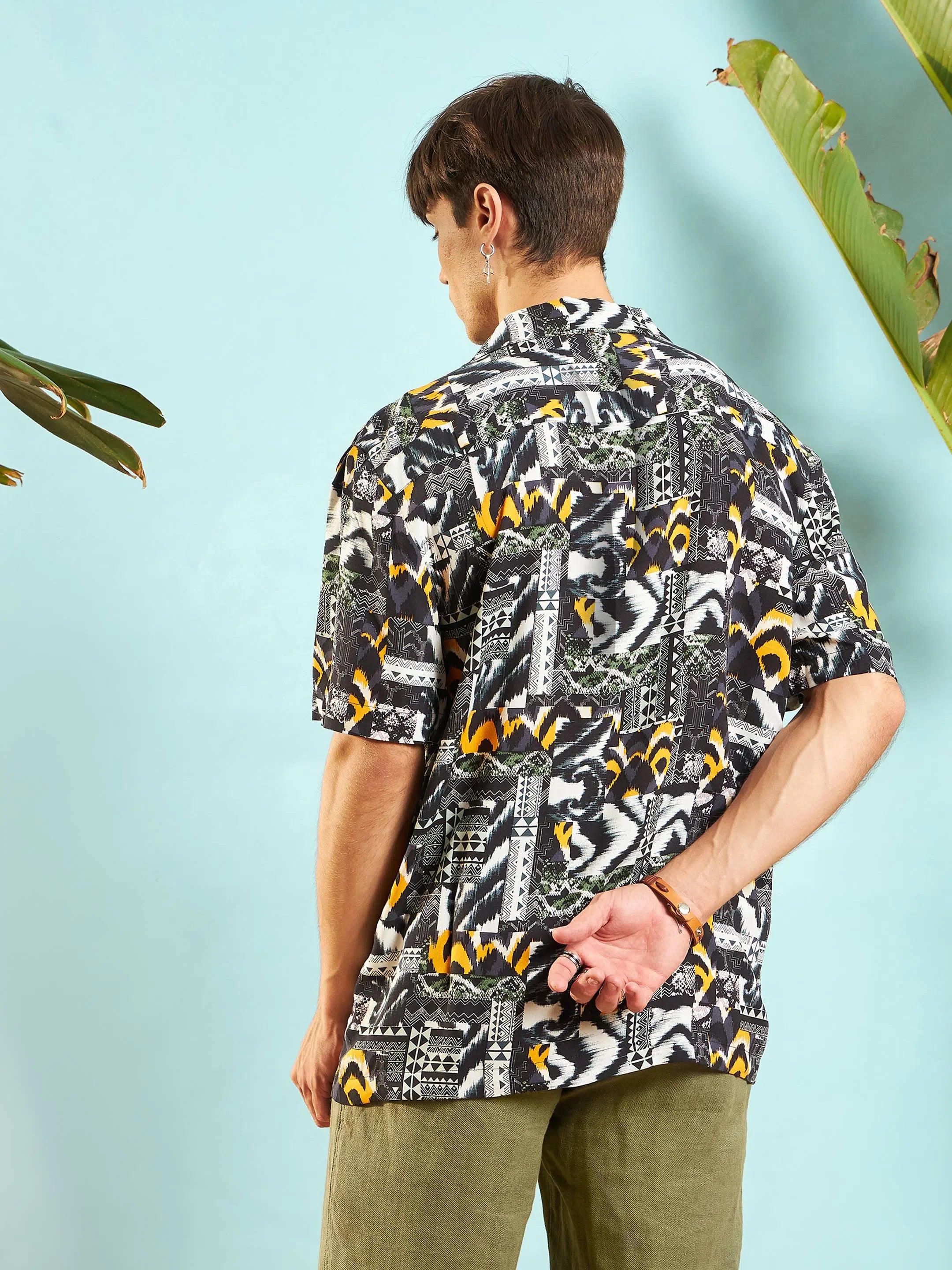 Grey & Black Print Mens Shirt | Conversational Printed Shirt