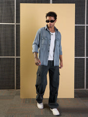 Men Light Grey Tencel Washed Relax Fit Shirt-MSSHRT20505