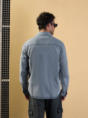 Men Light Grey Tencel Washed Relax Fit Shirt-MSSHRT20505