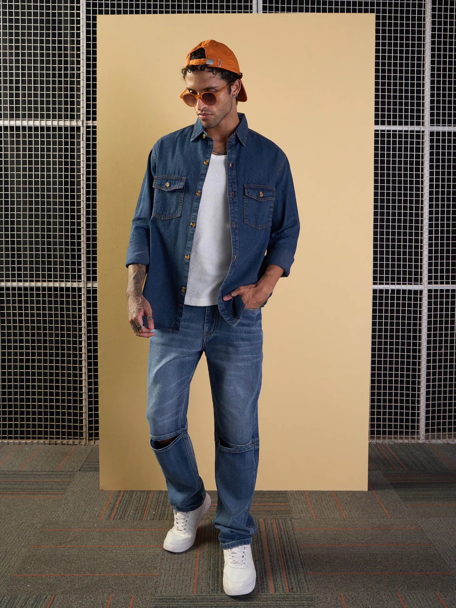 Men's Blue Relax Fit Shirt | Casual Cotton Mens Shirt