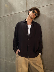 Men Black Relax Fit Full Sleeve Shirt-MSSHRT20570