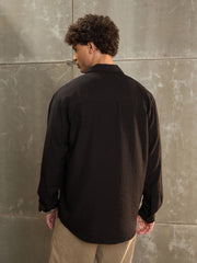 Men Black Relax Fit Full Sleeve Shirt-MSSHRT20570
