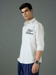Men White & Blue PEACE OR PLEASURE Relax Fit Shirt-MSSHRT20691