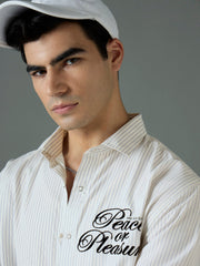 Men White & Blue PEACE OR PLEASURE Relax Fit Shirt-MSSHRT20691