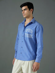Men Navy & White NEW YORK Relax Fit Shirt-MSSHRT20692