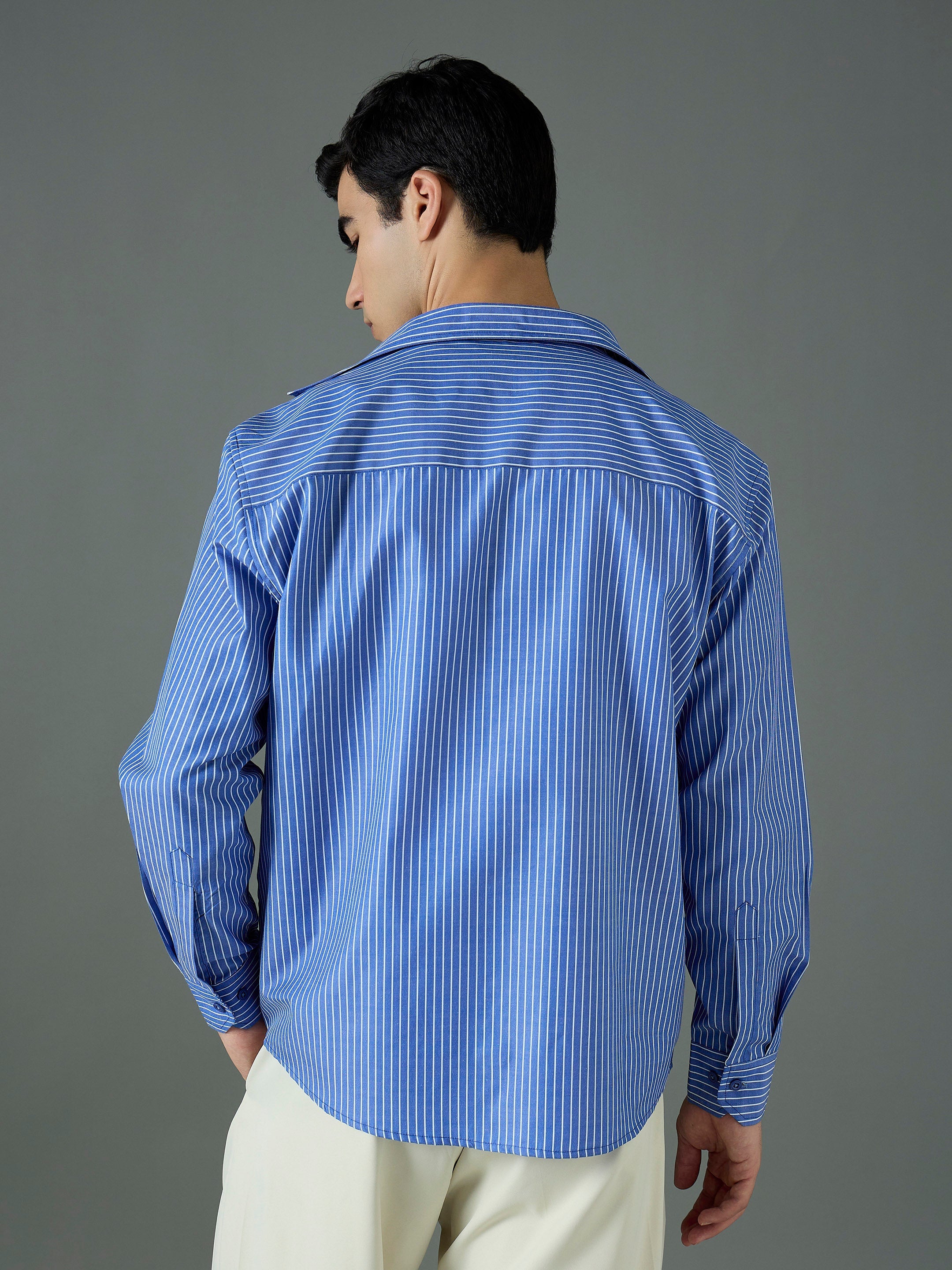 Men Navy & White NEW YORK Relax Fit Shirt-MSSHRT20692