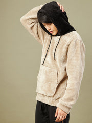 Men Light Grey Fur Colorblock Hoodie-MSSWSH70154