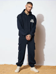 Men Navy GETTING OLD Oversized Hoodie with Cargo Joggers-MSSWSH70227_MSPANT50723