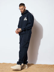 Men Navy GETTING OLD Oversized Hoodie with Cargo Joggers-MSSWSH70227_MSPANT50723