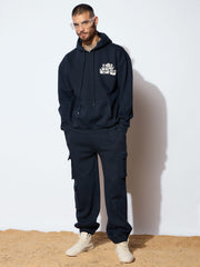 Men Navy GETTING OLD Oversized Hoodie with Cargo Joggers-MSSWSH70227_MSPANT50723