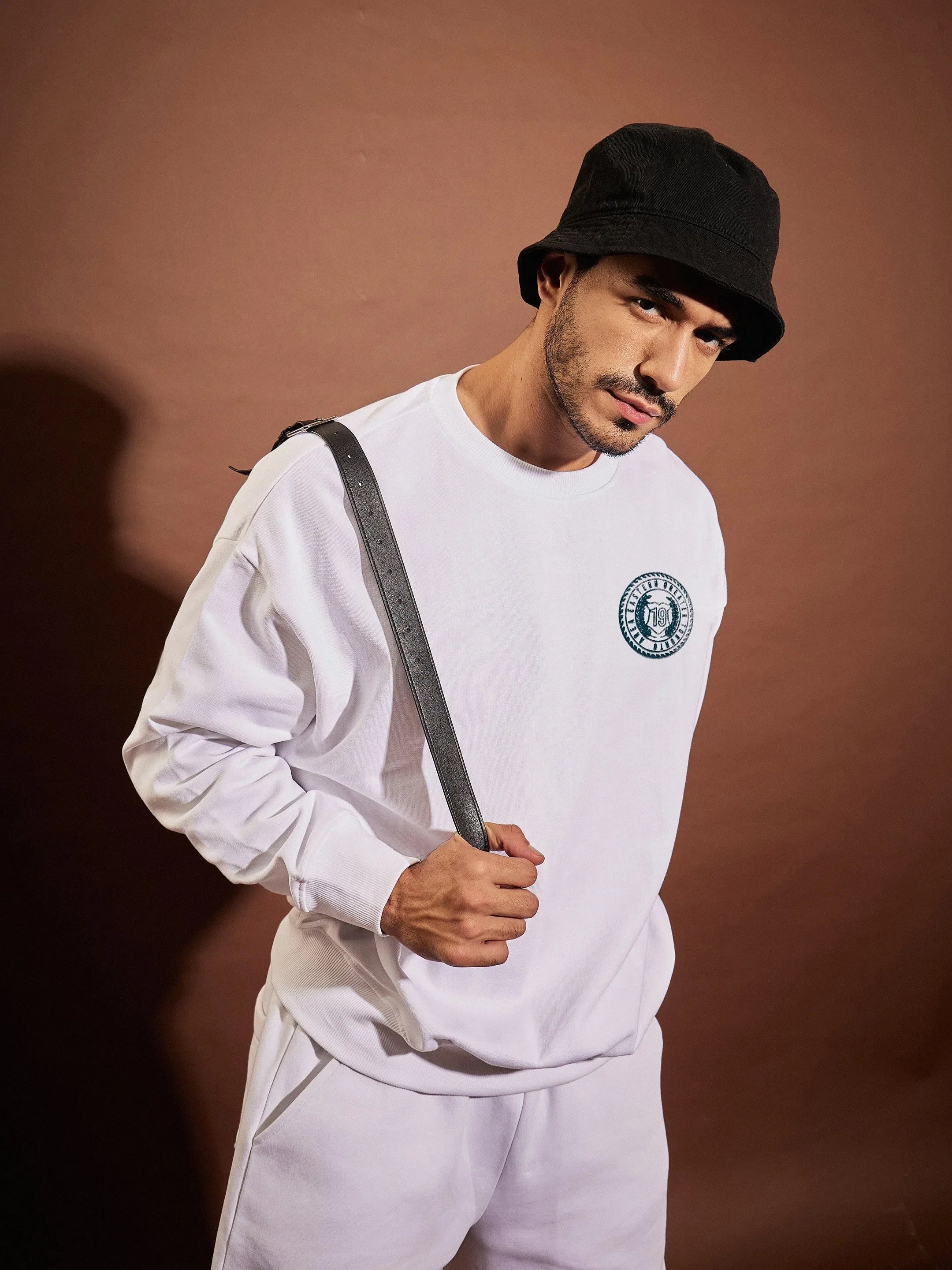 Men's White Area Eastern Oversized Sweatshirt | Printed Style