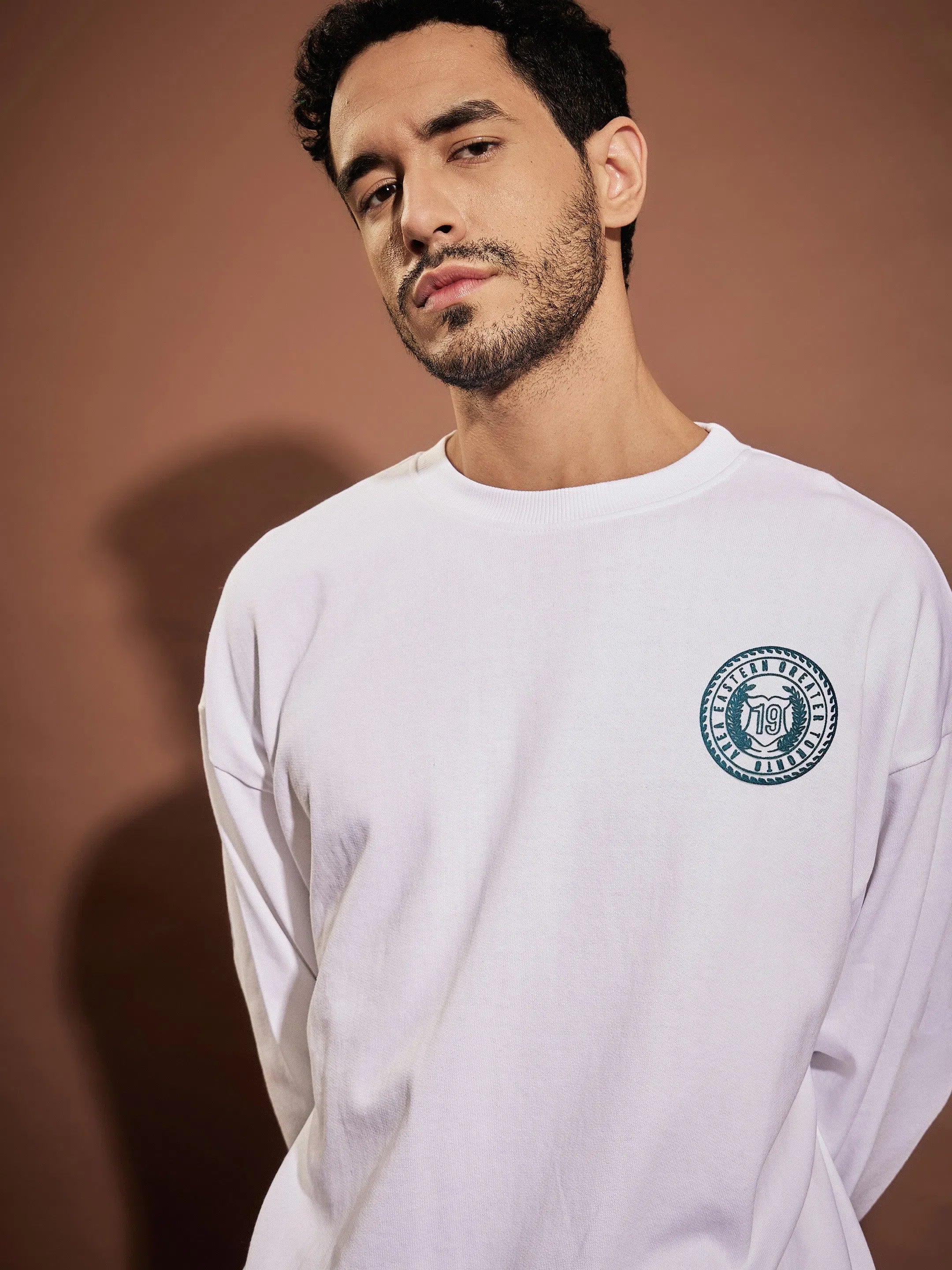 Men's White Area Eastern Oversized Sweatshirt | Printed Style