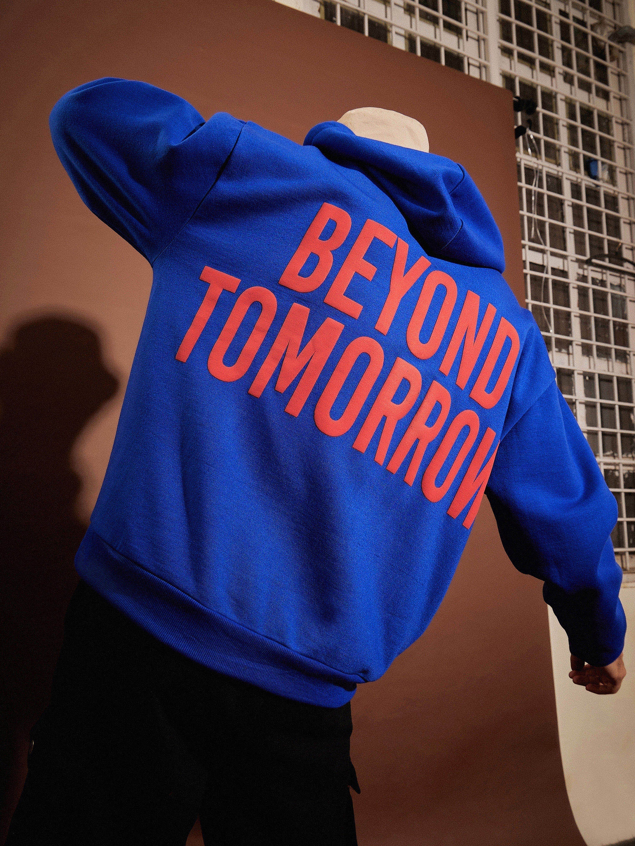 Men Blue BEYOND TOMORROW Oversized Zipper Hoodie-MSSWSH70232_Blue