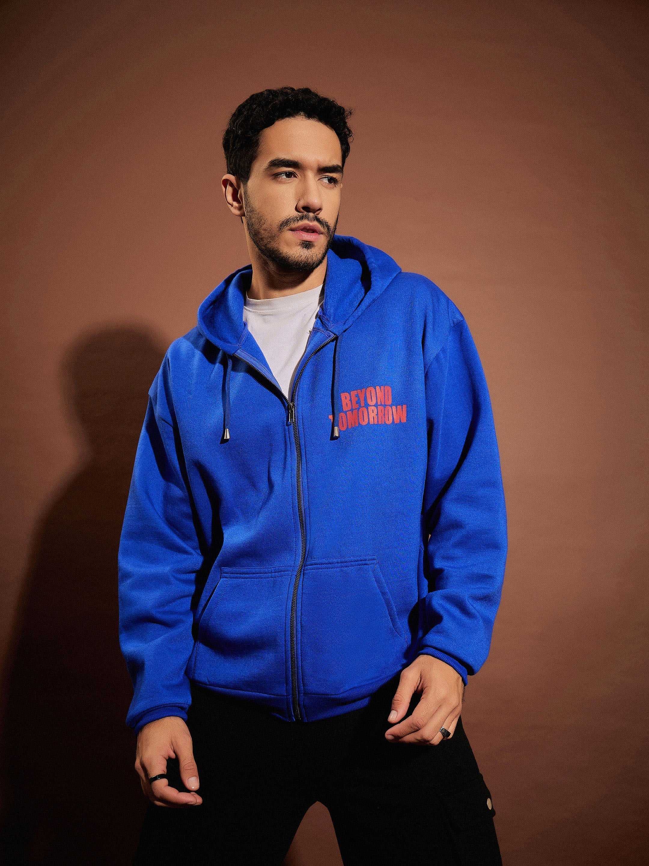 Men Blue BEYOND TOMORROW Oversized Zipper Hoodie-MSSWSH70232_Blue