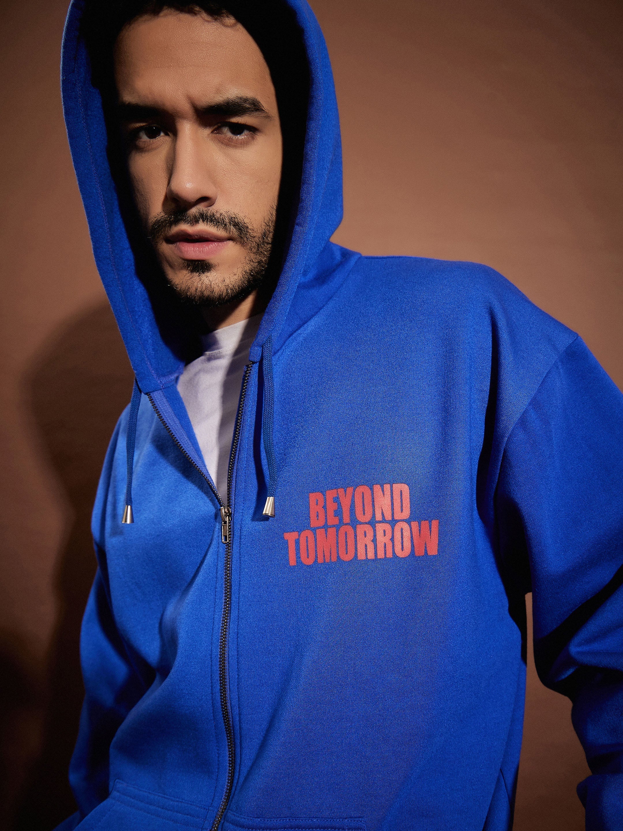 Men Blue BEYOND TOMORROW Oversized Zipper Hoodie-MSSWSH70232_Blue