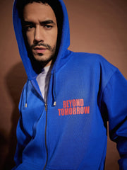 Men Blue BEYOND TOMORROW Oversized Zipper Hoodie-MSSWSH70232_Blue