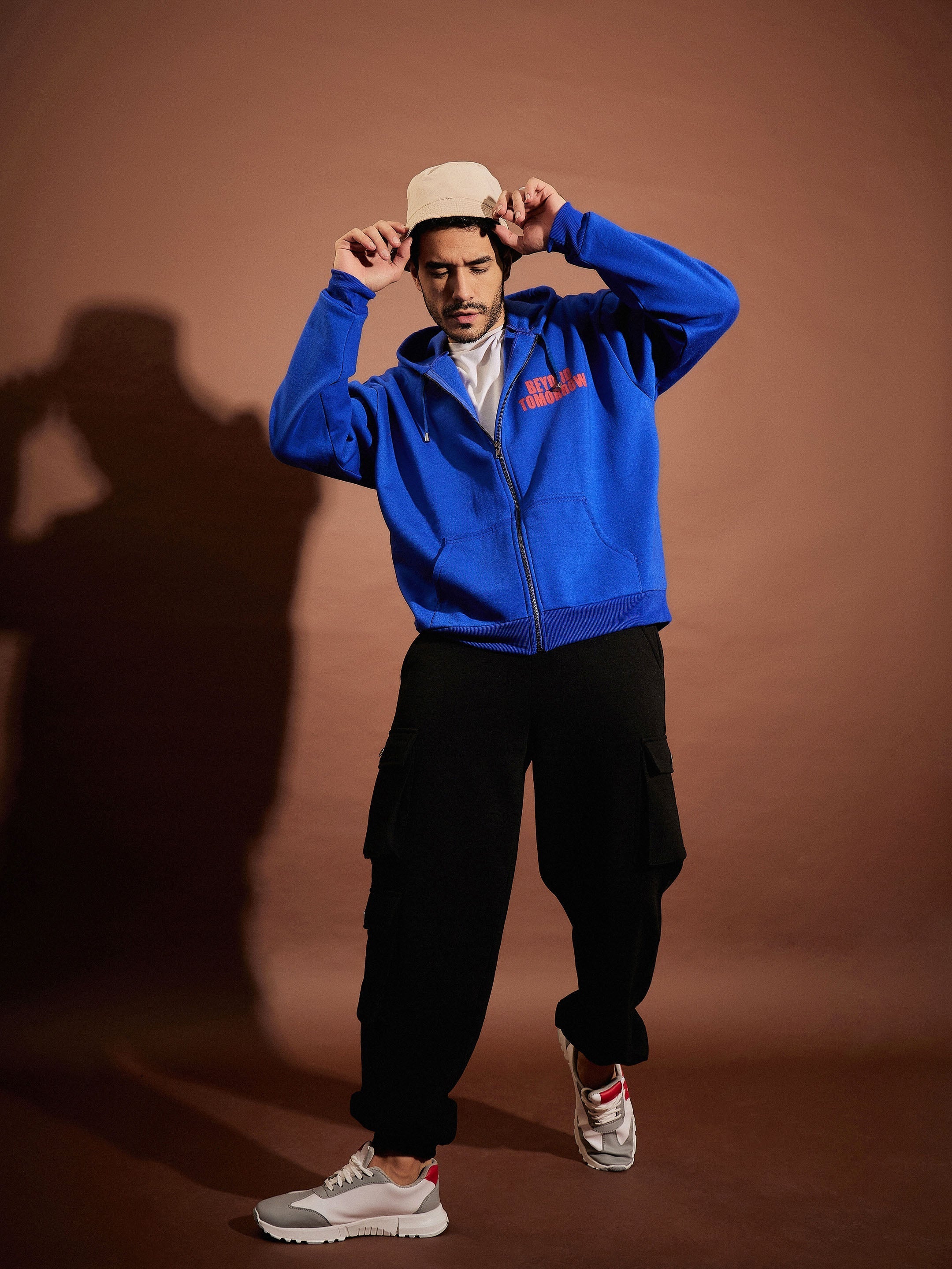 Men Blue BEYOND TOMORROW Oversized Zipper Hoodie-MSSWSH70232_Blue