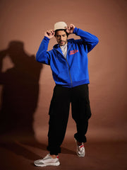 Men Blue BEYOND TOMORROW Oversized Zipper Hoodie-MSSWSH70232_Blue