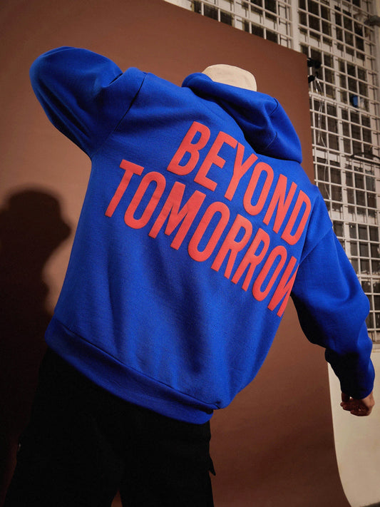 Men Blue Beyond Tomorrow Oversized Zipper Hoodie 2160