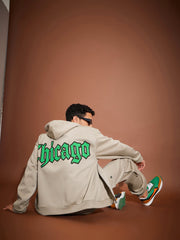 Men Taupe CHICAGO Oversized Zipper Hoodie-MSSWSH70233_Taupe