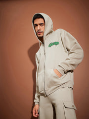 Men Taupe CHICAGO Oversized Zipper Hoodie-MSSWSH70233_Taupe