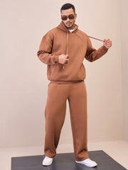 Men Brown Oversize Hoodie With Sweatpants-MSSWSH70246_MSPANT51025