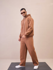 Men Brown Oversize Hoodie With Sweatpants-MSSWSH70246_MSPANT51025