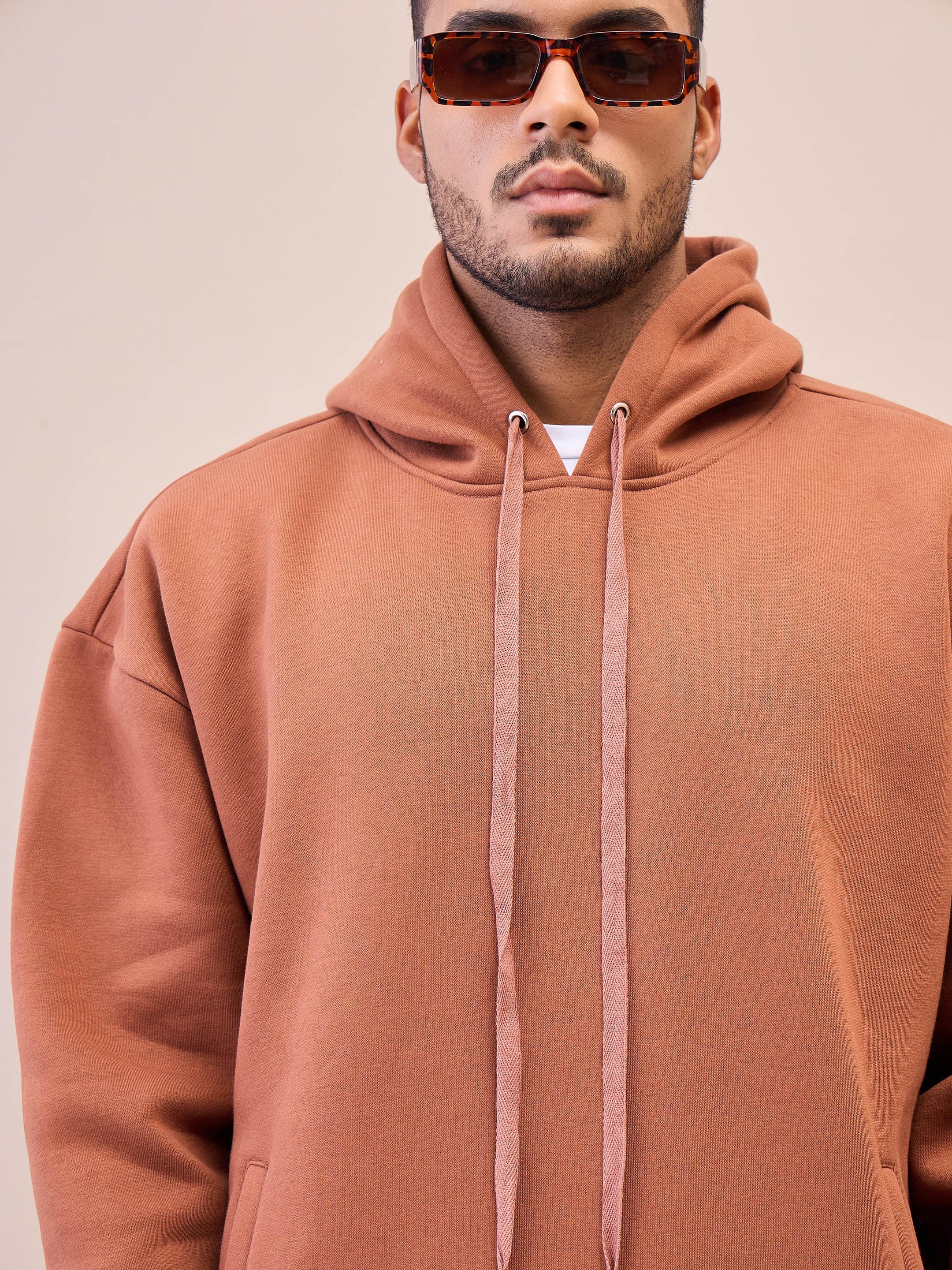 Men Brown Oversize Hoodie With Sweatpants-MSSWSH70246_MSPANT51025