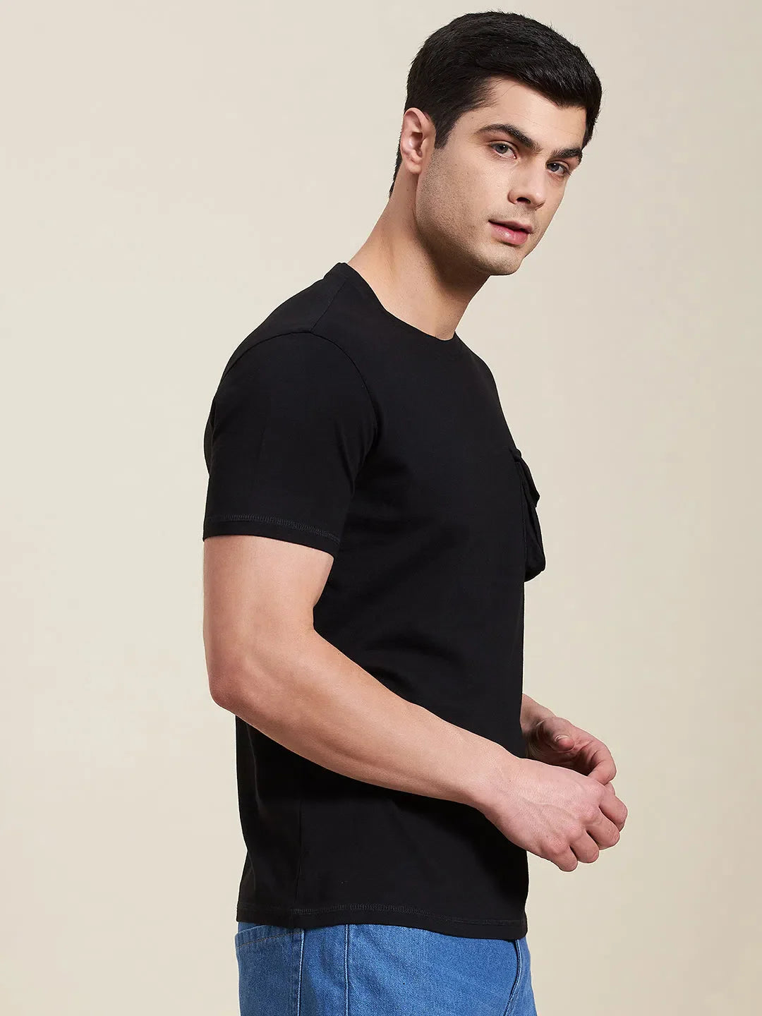 Black Box Pocket Men's T-Shirt | Regular Fit Cotton Tees