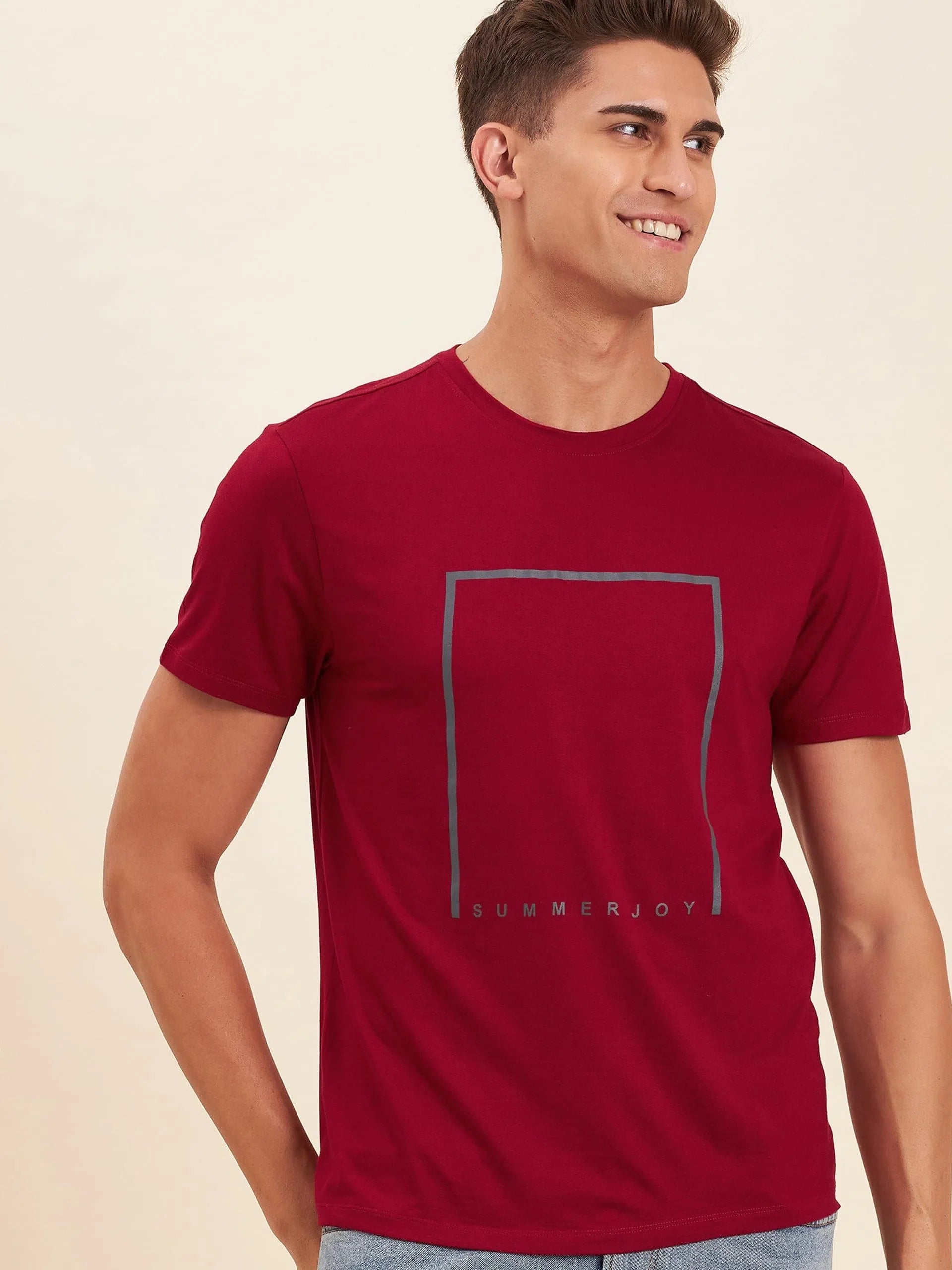 Red SUMMER JOY Men's T-Shirt | Viscose Graphic Tee Shirts