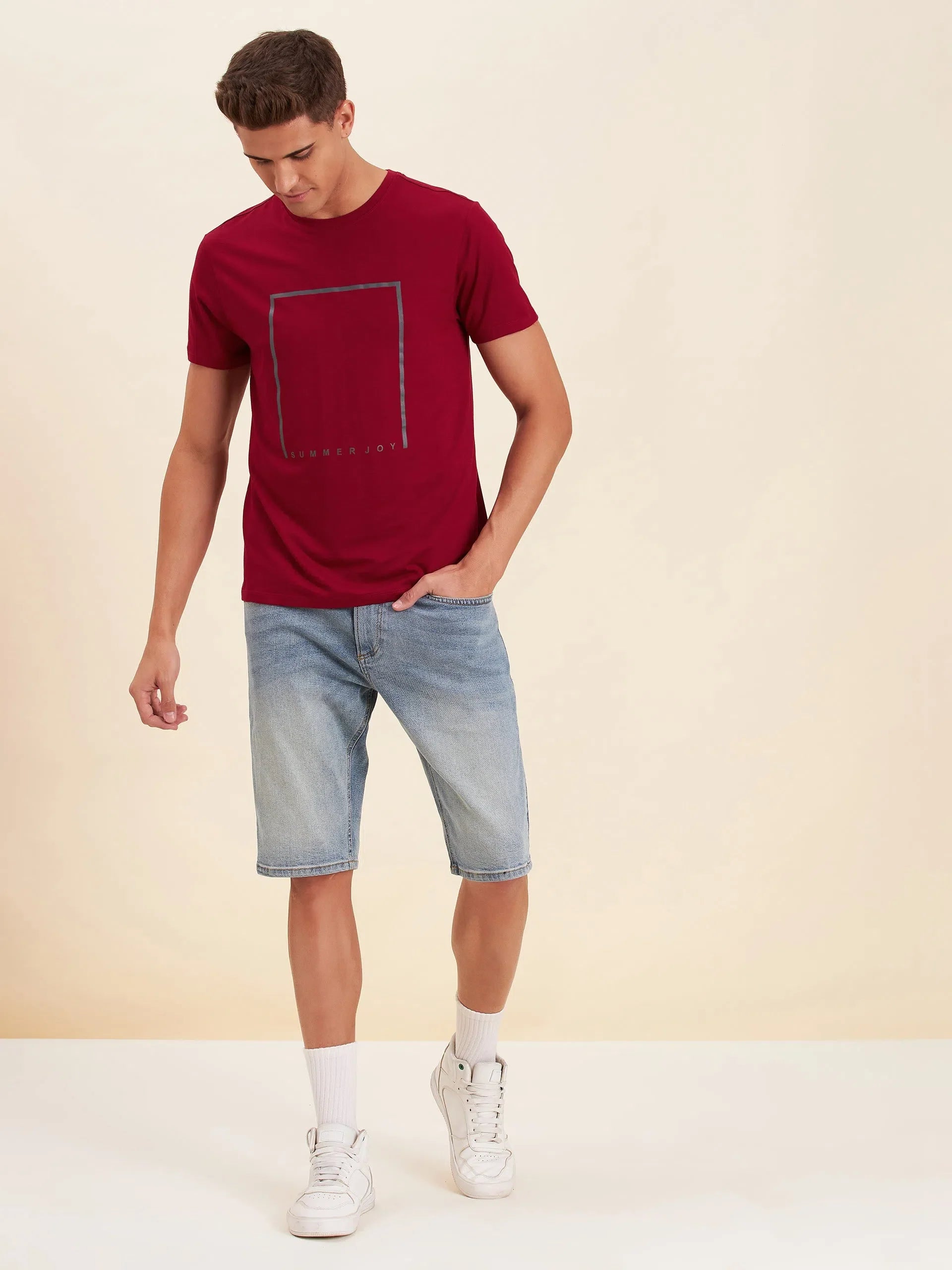 Red SUMMER JOY Men's T-Shirt | Viscose Graphic Tee Shirts