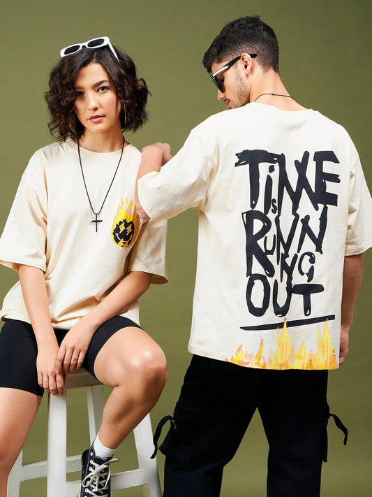 Unisex Beige TIME Oversized T-Shirt 2160