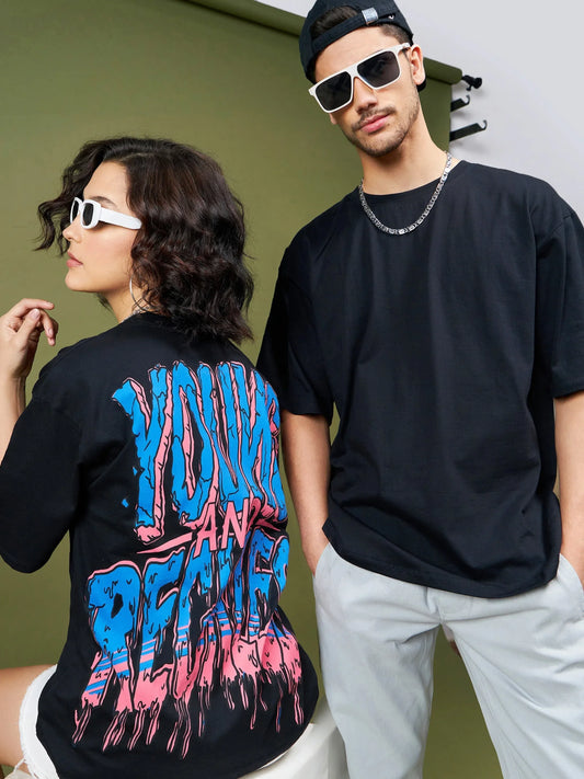 Unisex Black YOUNG & RECKLESS Oversized T-Shirt 2160